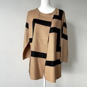 NWT BEREK Pressed Crinkled Jacket XL Beige Black Geometric Print